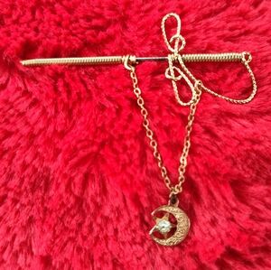 Rare Sword Pin/Tie Tac With Working Sheath & Moon With Star Charm